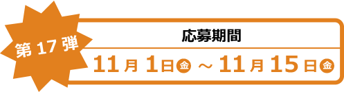 【第17弾】応募期間 11月1日（金）～11月15日（金）